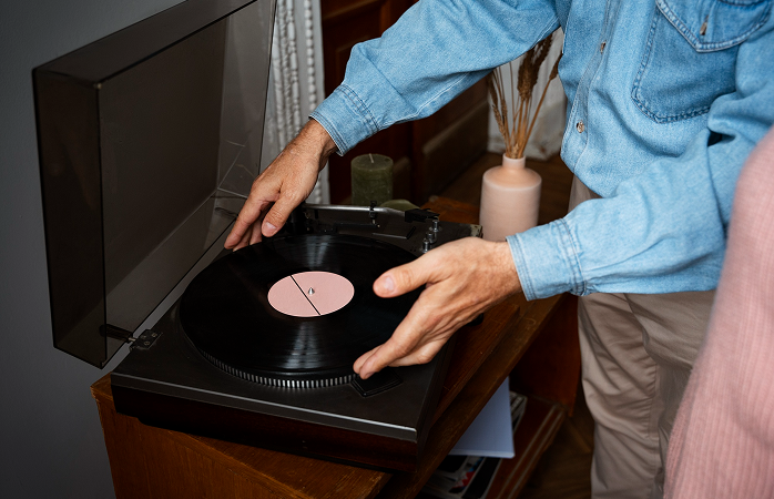 playing vinyl